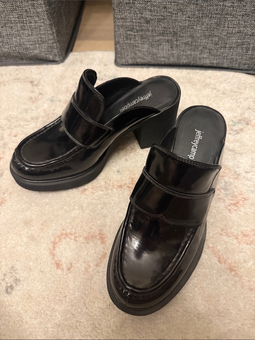 Jeffrey Campbell Black Patent Platform Mule Clogs